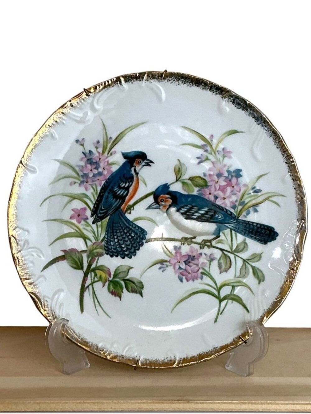 Japan Blue Birds Collector Plate Porcelain 8.25” Vtg  Mid Century Modern 1960’s